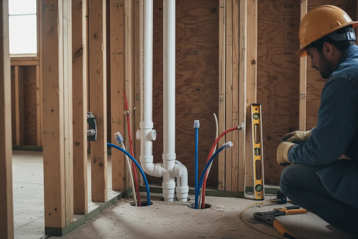 Drain and supply rough-in during Leak Detection in Gray Hawk